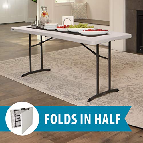 Lifetime 6-Foot Commercial Fold-in-Half Table - Almond, Indoor/Outdoor, Heavy Duty