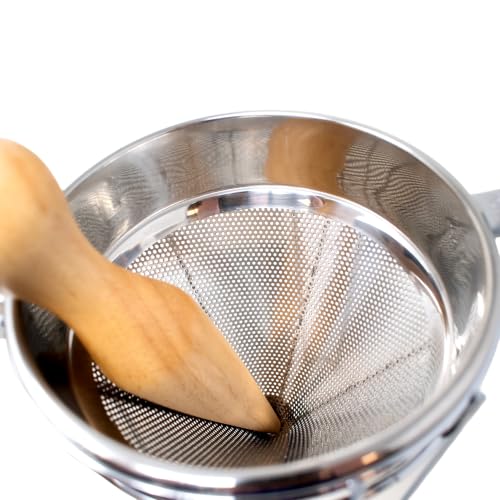 9x7 Inch Stainless Steel Conical Chinois with Stand and Pestle for Straining and Pureeing