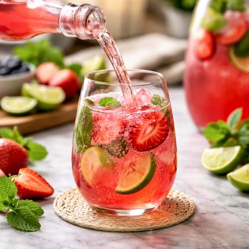 12 oz Disposable Stemless Plastic Wine Glasses Bulk Pack - Clear, Reusable & Shatterproof