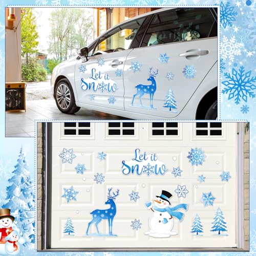 Pasimy Let It Snow 29 Pcs Refrigerator Magnets – Snowman & Snowflake Holiday Decor