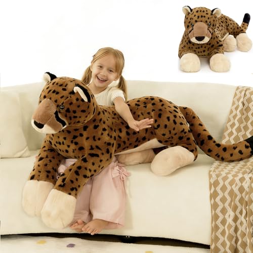 MaoGoLan Large Yellow Cheetah Plush Toy - 53 Inch Giant Stuffed Animal for Kids & Gifts