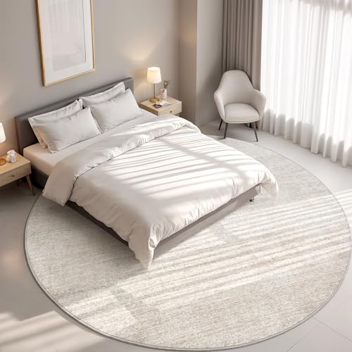 Valenrug 6ft Beige Round Washable Area Rug for Living Room - Lightweight & Non-Slip