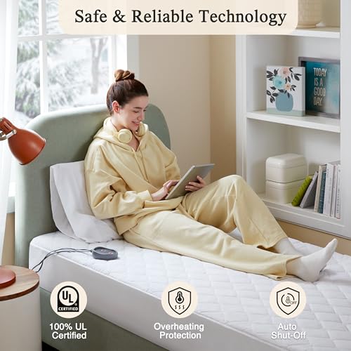 Twin XL Heated Mattress Pad with Secure Comfort Technology & 5 Heat Settings