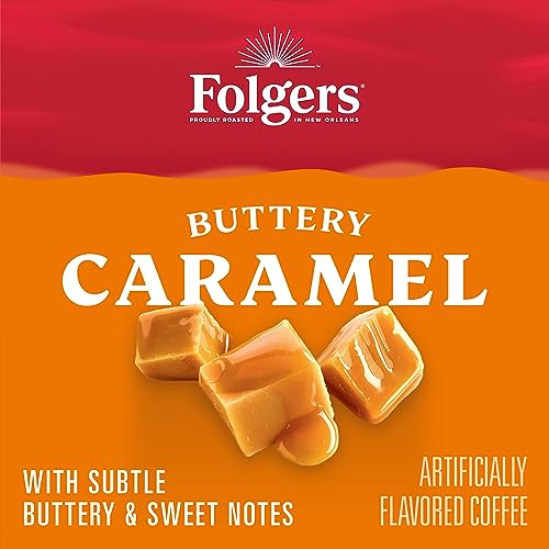 Folgers Buttery Caramel Coffee Pods - 10 Count Pack of 6, 60 K-Cup Single Serve Cups