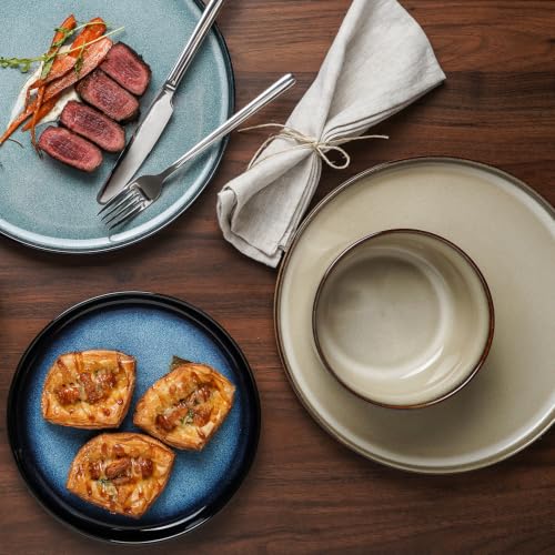 KINGSTONE 12-Piece Beige Stoneware Dinnerware Set for 4 with Reactive Glaze