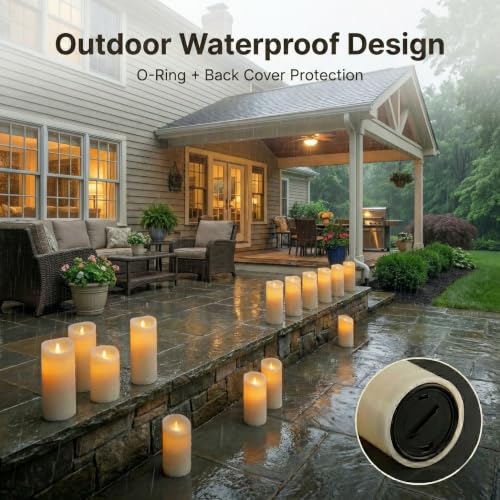 24pcs White Outdoor LED Candles with Remote - Waterproof Flickering Flameless Decor
