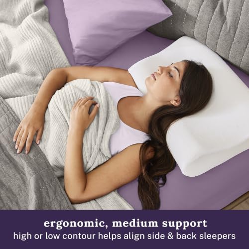 Memory Foam Contour Pillow Queen Size for Neck and Shoulder Support - Suitable for Side & Back Sleepers