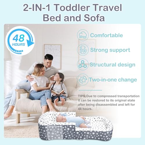 Portable Toddler Travel Bed & Chair 2-in-1 with Waterproof Oxford Cover