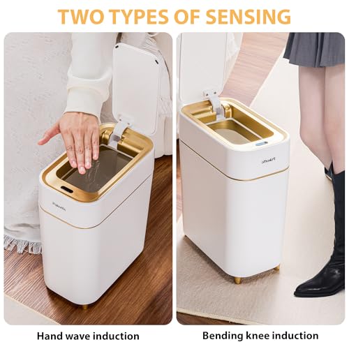 White Automatic Sensor Trash Can - Touchless Kitchen & Bathroom Waste Bin