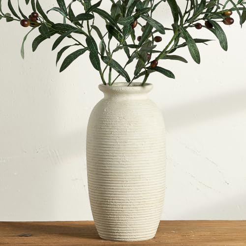 Ooit 12.5-Inch Rustic Ceramic Flower Vase with Waterproof Coating