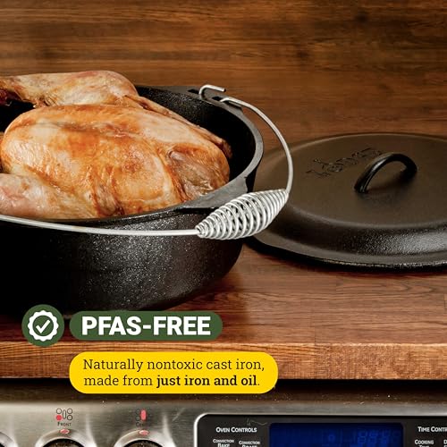 Pre-Seasoned Cast Iron Dutch Oven 9 Quart with Bail Handle - Outdoor & Kitchen Cooking