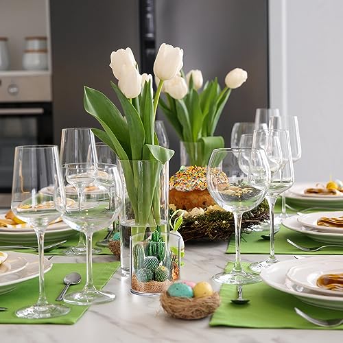 Homjoy 24 Pack Thick Clear Glass Cylinder Vases - 4, 6, 9, 12 Inch Tall for Flowers, Candles, Wedding & Home Decor
