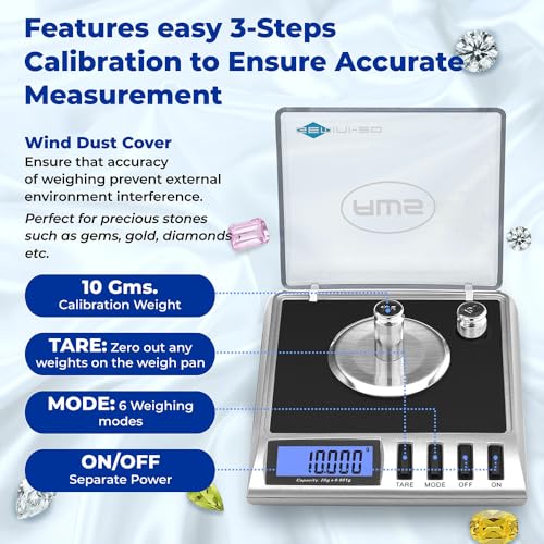 Jewelry & Lab Digital Milligram Scale 20g x 0.001g with Calibration & Accessories - Black Gemini 20