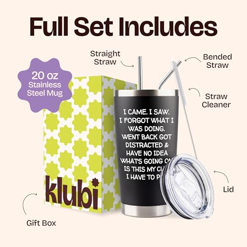 KLUBI 20oz Black Funny Retirement Tumbler - Humorous Birthday Gift for Seniors