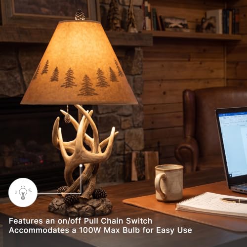 Rustic Set of 2 Mountain Retreat Table Lamps with Silhouette Shades