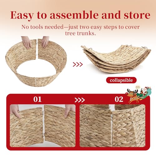 DUMOS 24.5in Christmas Tree Collar for 4–7ft Trees - Light Natural 24.5in