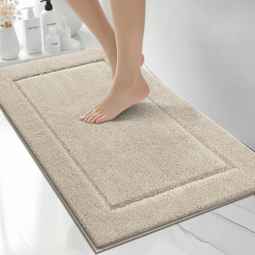 Beige Extra Soft Bathroom Rug 20 x 30 Inches - Non-Slip, Plush Kitchen & Bath Mat
