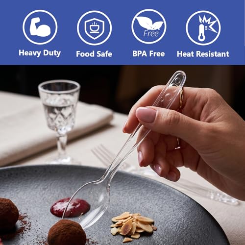 SACATR 1000 Count Clear Plastic Spoons Heavy Duty