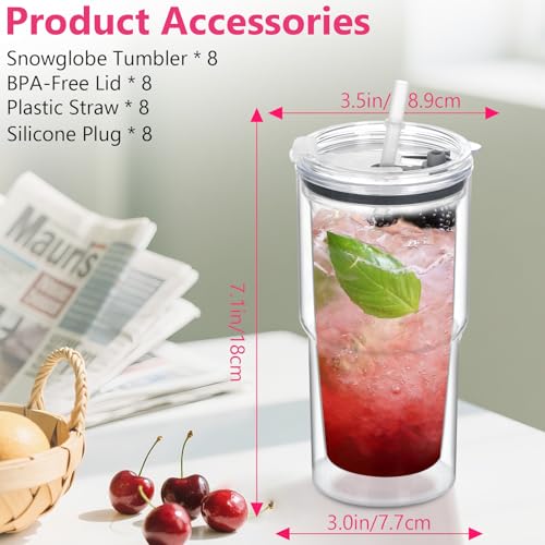 18 Oz 8 Pack Acrylic Snowglobe Tumbler with Pre Drilled Hole