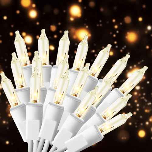 Christmas Lights,100 Count Warm White Lights with White Wire,21ft UL Certified Tree String Lights for Indoor Outdoor Christmas Decoration,Home Garden,Party Decorations