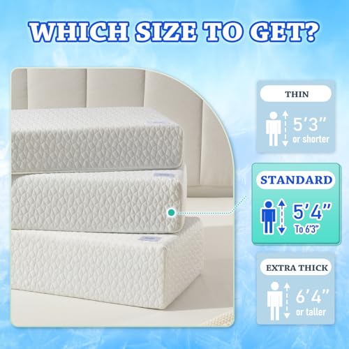 Cooling Memory Foam Pillow for Side Sleepers - White Ice, 24x12x5, Support Neck & Head - Reversible Comfort