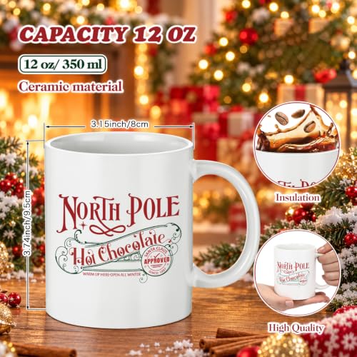 Yaomiao 8 Pcs North Pole Christmas Mugs - 11.8 oz Ceramic Coffee Cups