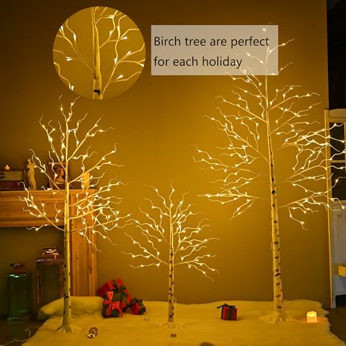 Leruckdite Lighted Birch Trees - 4FT, 6FT & 8FT Outdoor Indoor Christmas Decor with 9 Modes