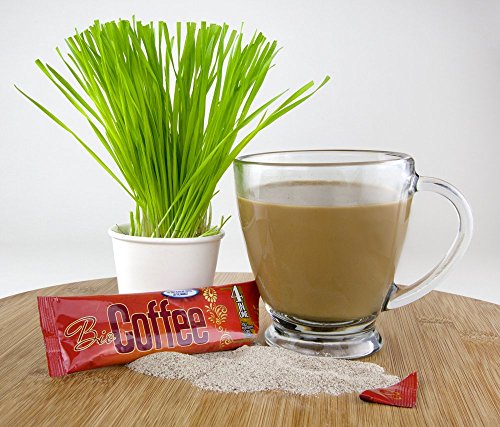 Organic Instant Alkaline Coffee with Wheatgrass - Caffeine-Free, 32 Sachets