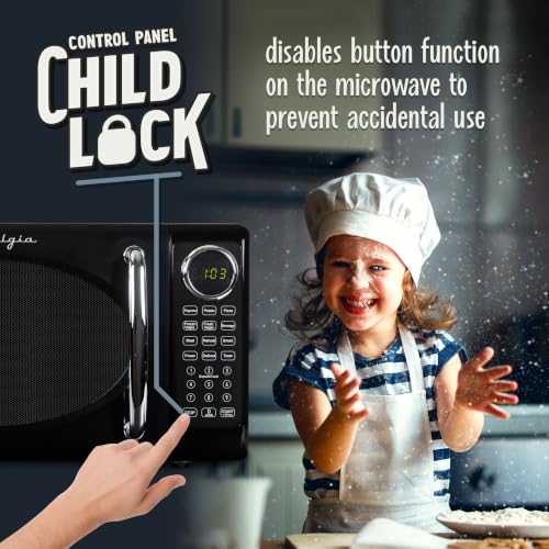 Nostalgia Retro Microwave Oven - 0.7 Cu Ft, 700W, Black, with Glass Turntable, Auto-Cook & Child Lock - Variation of THIS listing