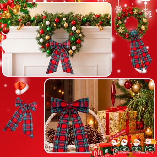 2 Pack Christmas Wreath Sash Ribbon - Red & Green Plaid, 56 x 4.5 in, Satin