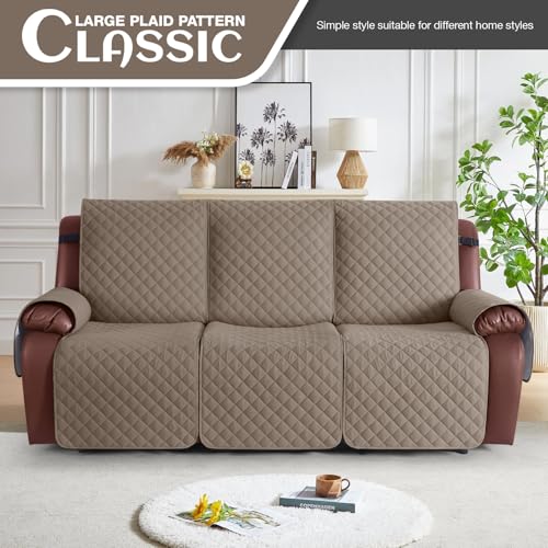 Waterproof Recliner Sofa Cover 3 Seater Taupe - Washable & Non-Slip Fit
