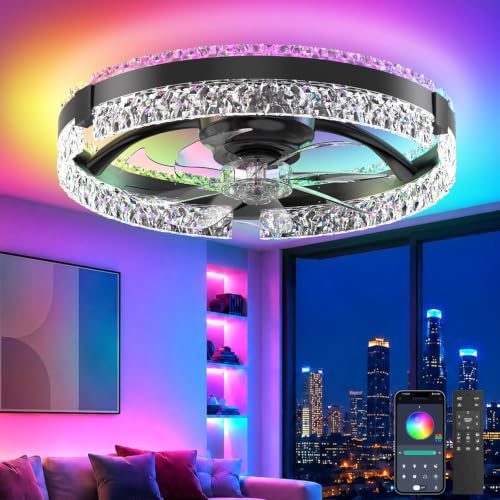 20-Inch Low Profile Ceiling Fan with RGB Lights & Remote Control