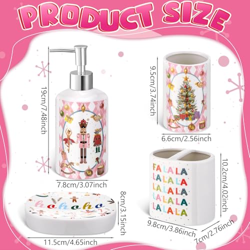 Teenyyou Fresh Color Nutcracker Bathroom Set - 4-Piece Ceramic Xmas Decor