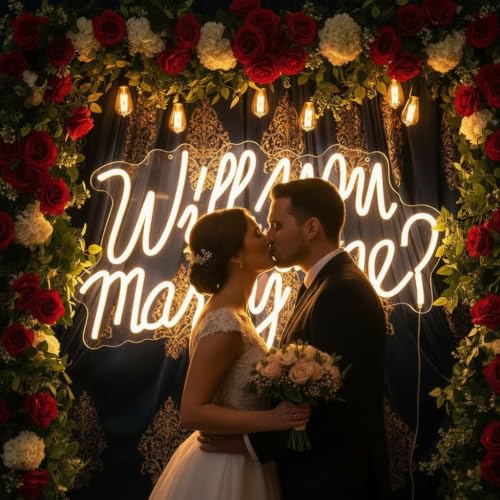 KSCKXGG Warm White Will You Marry Me Neon Sign 21.7x13.8 Inch LED Light for Proposal