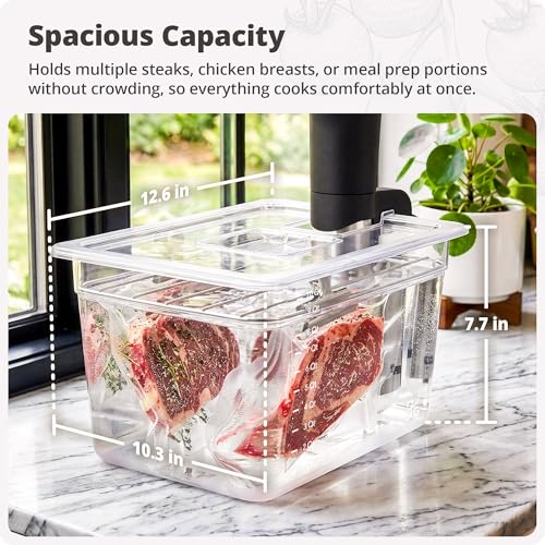 Clear Container with Black Insulated Sleeve for 12 Qt Sous Vide Machine