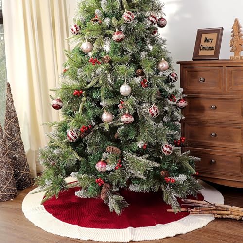 LimBridge Knit Christmas Tree Skirt - 48 Inch Rustic Holiday Decor