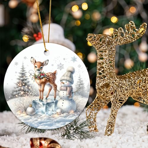 Deer & Reindeer Christmas Ornaments - Snowman, Decor for Tree