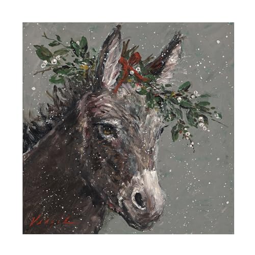 Mary Beth The Christmas Donkey Canvas Art 14x14-Inch by Mary Miller Veazie