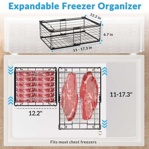 3 Pack Expandable Freezer Organizer Baskets - Stackable Wire Storage Bins