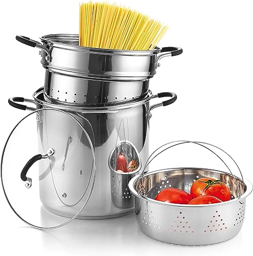 Cook N Home 12 Quart Stainless Steel Pasta Pot with Strainer & Steamer Insert