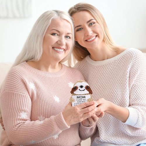 MBL Gifts for Mom Mothers Day - Mom I Love You Sloth Much, Funny Cute Small Crochet Sloth Birthday Christmas Stocking Stuffers Xmas for Mama Bonus Step Mother from Daughter Son