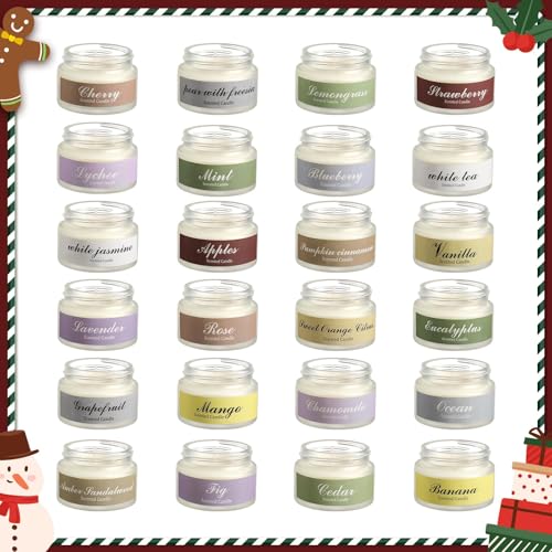 Pink Advent Calendar 2026 with 24 Scented Candles - Holiday Countdown Gift for Adults