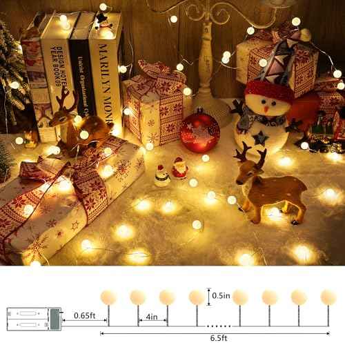 Lomotech Battery Operated Christmas Lights - 2 Pack Total 13ft 40LEDs Battery Fairy Lights with Timer for Home, Garden, Party, Holiday, Tree Decoration (Warm White)