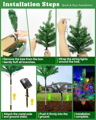 Anordsem Solar Christmas Tree Lights Outdoor 80 LED 8 Modes Waterproof 4 Pack