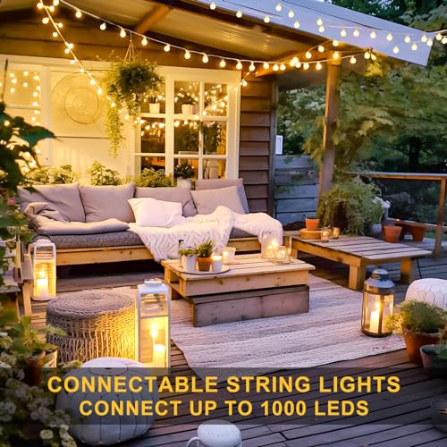 100ft Warm White Globe String Lights Indoor Outdoor Waterproof with Remote - 200 LED