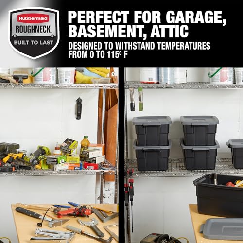 Rubbermaid 3 Gallon Heavy Duty Storage Totes - 6 Pack with Snap Lids & Handles, Stackable Plastic Bins for Home & Garage