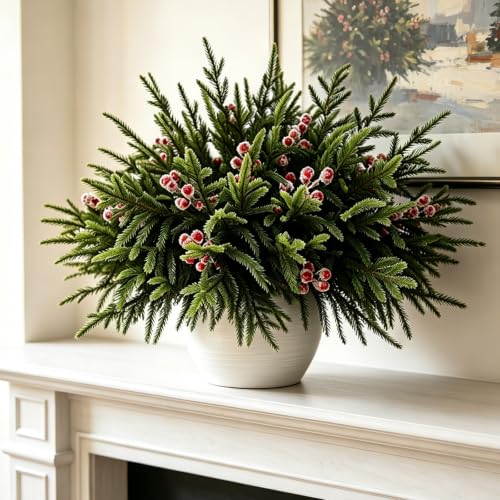 DERJLY 24 Pack 18-Inch Norfolk Pine Branches Real Touch Green-24pcs