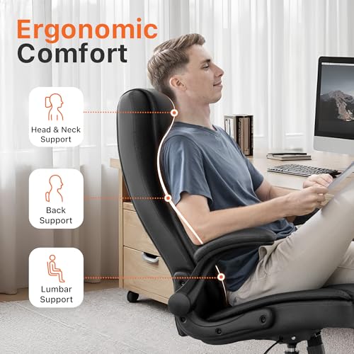 NEO CHAIR Black High Back Office Desk Chair with Flip-up Armrests