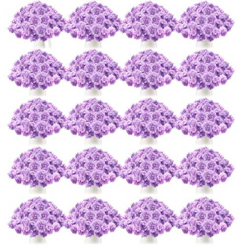Tigeen 200 Pcs Lavender Hydrangea Artificial Flowers Bulk, 7.48 Inch
