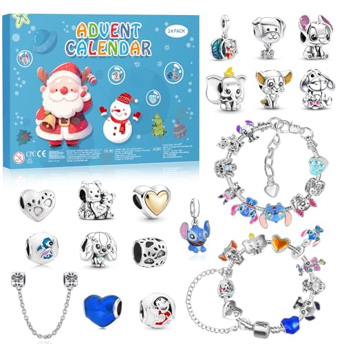 iMiibel Advent Calendar 2026 Kids Gift Set: 24 Day Countdown with 2 Bracelets & 22 DIY Charm Beads (Blue)